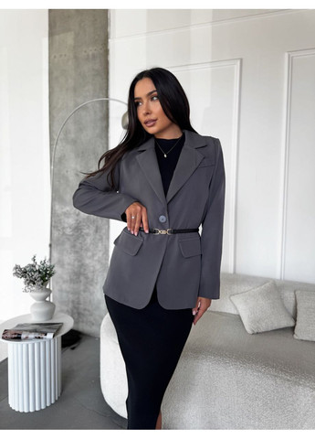 Серый женский женский пиджак No Brand однотонный - демисезонный