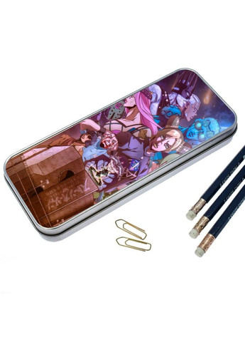 Органайзер для канцелярського приладдя металевий, кейс для дрібниць Неймовірні пригоди ДжоДжо #008 7*18 см Silver No Brand (309154129)