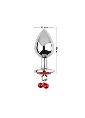 Металева анальна пробка з повідцем - Червоний - 4*9,4 см - Анальні іграшки - (372734179)