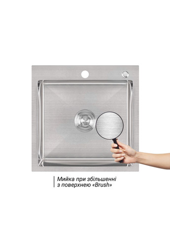 Мойка для кухни интегрированная Handmade (LDH5050BRU35375) Brushed Steel 3,0/1,0 мм LIDZ H5050 (388493564)