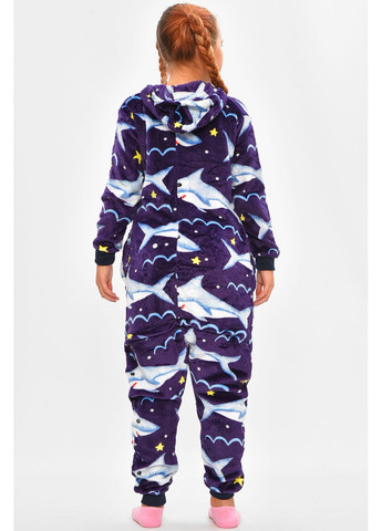 Фиолетовая зимняя пижама кигуруми детская фиолетового цвета с принтом комбинезон Let's Shop