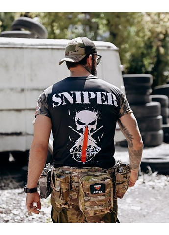 Тактическая мужская футболка Sniper серая No Brand (358203746)