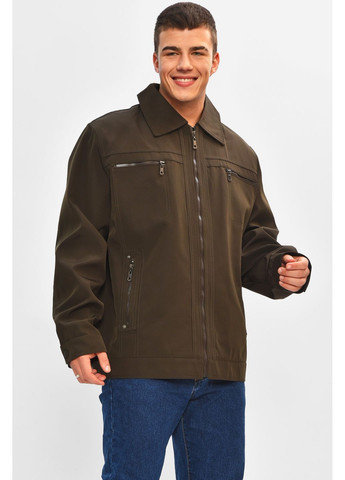 Оливковая (хаки) демисезонная куртка мужская демисезонная полубатальная цвета хаки Let's Shop