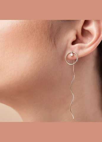 Золотые серьги - протяжки Айрис с фианитами с08327 Oniks (264025457)