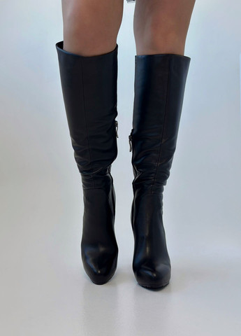 Осенние сапоги женские демисезонные кожаные на высоком каблуке. Respect