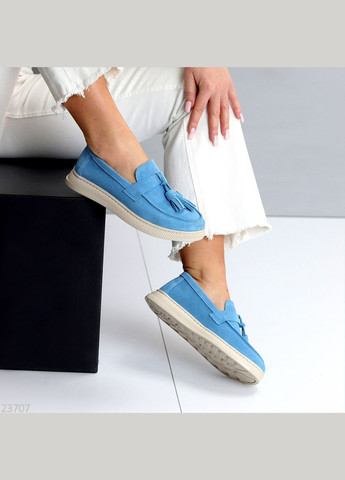 Голубые лоферы No Brand