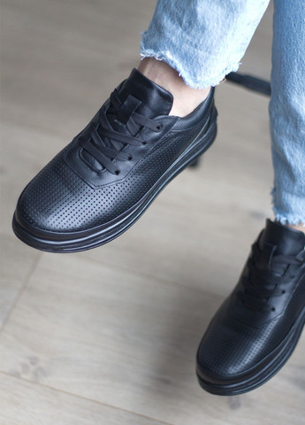 Zlett Кеды женские из натуральной кожи и перфорации черный з натуральная кожа, украина — лето (284664259)