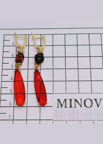 Серьги 3156 из натурального янтаря оттенок бордовый MINOV (315780002)