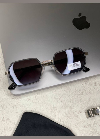 Сонцезахисні окуляри унісекс з поляризацією та UV-захистом, стильні окуляри в чорно-срібній оправі No Brand (345702284)