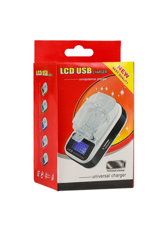 Мережевий Зарядний Пристрій Универсальное LCD Евро Біло-Червоний No Brand (338223800)