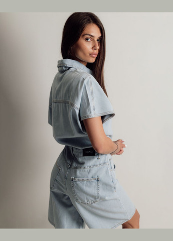 Комбинезон женский джинс Squalo светло-голубой повседневный хлопок