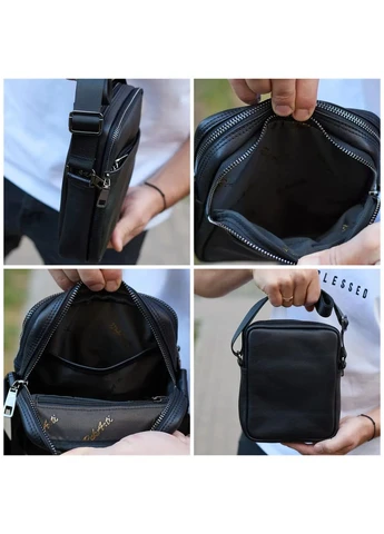 Сумка чоловіча планшет через плече шкіряна чорна (TD-26823) No Brand (394178343)