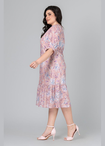 Персикова повсякденний сукня прямого силуету з прошви рукав декорований фігурним манжетом all posa (ap101987p) A'll Posa