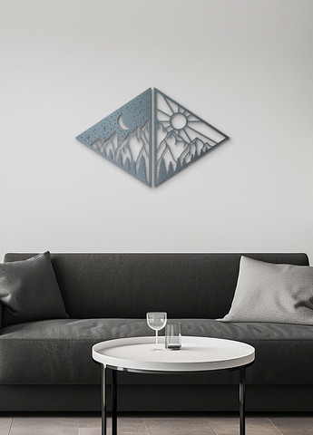 Декор для кімнати, дерев'яна картина на стіну "День і ніч", стиль лофт 30х45 см Woodyard (292111972)