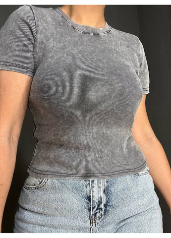 Футболка женская A-N 2747 варка тай-дай рубчик топ средняя длина базовая one size No Brand - (319315330)