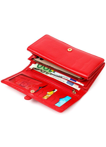 Яскравий жіночий гаманець з великою кількістю відділень із натуральної шкіри 21957 Червоний Tony Bellucci (298569505)