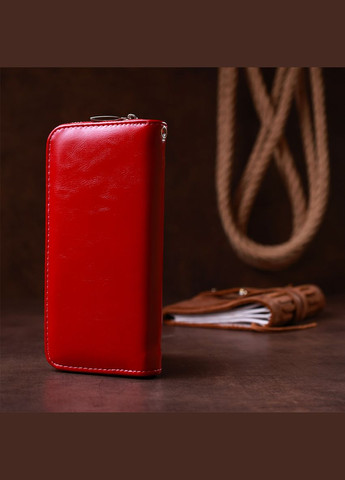 Жіночий гаманець на одну блискавку з екошкіри гладкий з монетницею 19037 Рожевий KIVI (306882150)