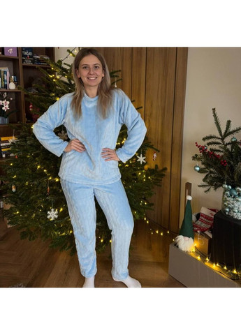Бордовая всесезон пижама (кофта+штани) женская теплая велсофт р голубая kpv4 Ananasko