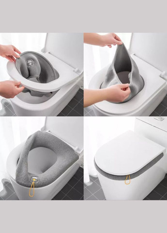 Мягкий чехол для унитаза полосатый двухцветный серо-бирюзовый No Brand (308254365)