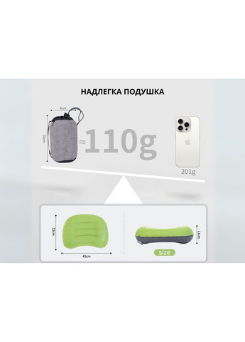Подушка надувна Ultralight TPU NH17T013-Z, зелена Naturehike (353505640)