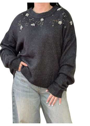 Темно-сірий демісезонний светрик з декором Fashion Club