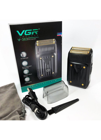Електробритва V-363, Тример для вусів, Електробритва з насадками для бороди, Тример бездротовий VGR (372600814)