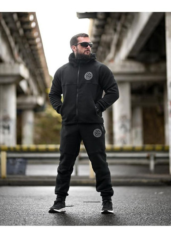 Чоловічий флісовий спортивний костюм Руни чорний осінь/зима No Brand (368848769)