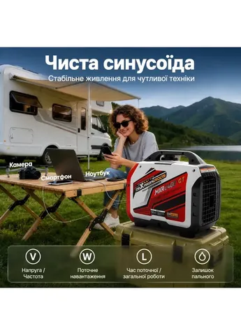 Генератор інверторний, 2400GT, 2.0kW, ручний старт (MXR2400GT) MaXpeedingRods інверторний, 2400GT, 2.0kW, ручний старт, 2.0л (409158862)