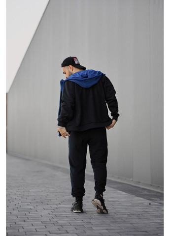 Спортивный костюм мужской ТРОЙКА весна осень HW CLUB с кофтой на замке синий + футболка черная Handy Wear (293510735)