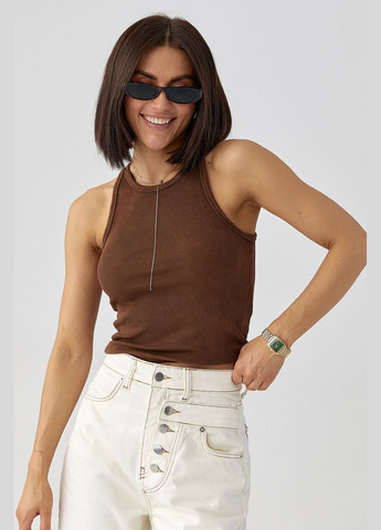 Майка в В рубчик з розрізами на окантовці Lurex — 333967819