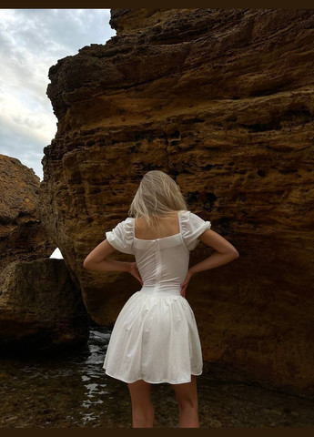 Комбинезон-платье женский Україна комбинезон-шорты однотонный белый повседневный