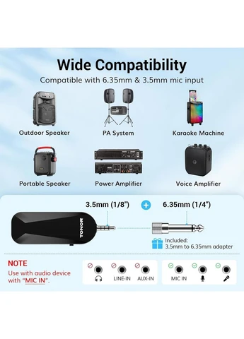 Беспроводной головной UHF микрофон-гарнитура TONOR TW100 (20 каналов, 2-в-1, до 20м, Jack 3.5/6.35мм) No Brand (399925018)