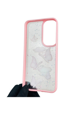 Чехол для Galaxy A35 5G (SM-A356B) с блёстками с бабочками на самсунг а35 5г розовый Samsung (366390311)