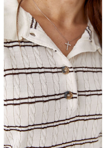 Кофта-поло на ґудзиках у кіску - молочний колір Lurex (361056867)