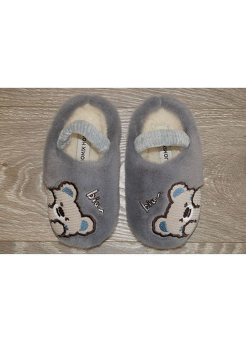 Серые детские комнатные / домашние тапочки с резинкой серые Jomix