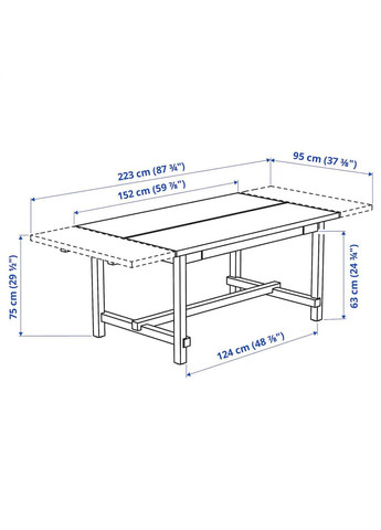 Розкладний стіл ІКЕА NORDVIKEN 152/223х95 см (90368715) IKEA (278405670)