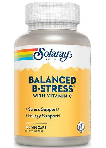 Пищевая добавка "Сбалансированный В стресс с витамином С" Balanced B Stress With Vitamin C 100шт (1431864-38816085) Solaray (368639320)