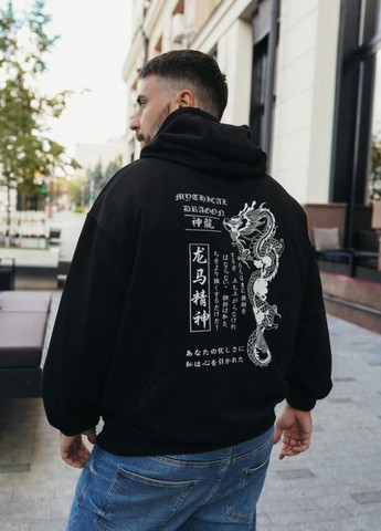 Чоловіче чорне стильне оверсайз худі з трендовим принтом No Brand (305845052)