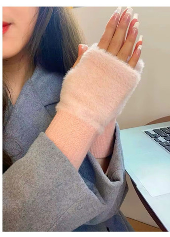 Рукавиці Мітенки без пальців хутряні "Плюшеві" No Brand Мітенки (302976818)