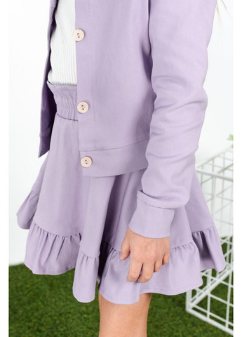 Фіолетовий демісезонний костюм для дівчинки піджак зі спідницею фіолетовий Kodi