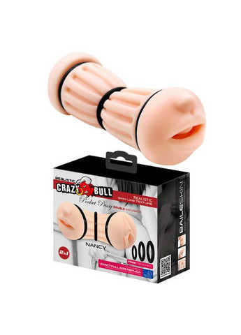 Мастурбатор двосторонній рот і вагіна, реалістичний, з кільцями, 17.5 см Crazy Bull (298919405)