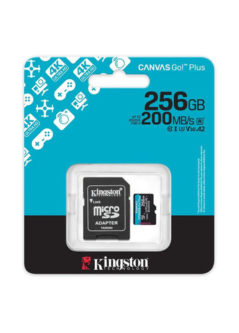 Карта пам`яті MicroSDXC 256GB UHS-I/U3 Class 10 Canvas Go! Plus R200/W160MB/s + SD-адаптер (SDCG4/256GB) Kingston (336958063)