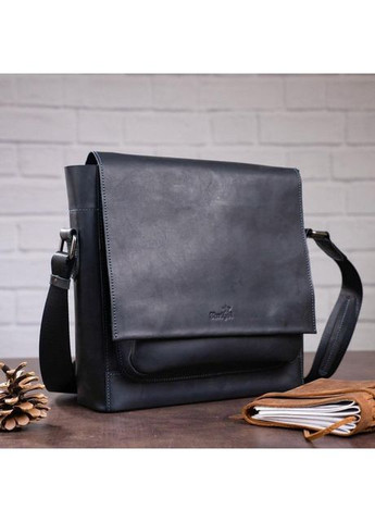 Сумка планшет через плече чоловіча для документів А4 із натуральної шкіри середня Чорний 36724 Shvigel (353689953)