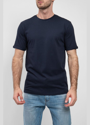 Темно-синяя темно-синяя хлопковая футболка с принтом на спине Les Deux