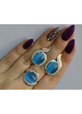 Срібний гарнітур з золотими пластинами Silver Style (367268309)