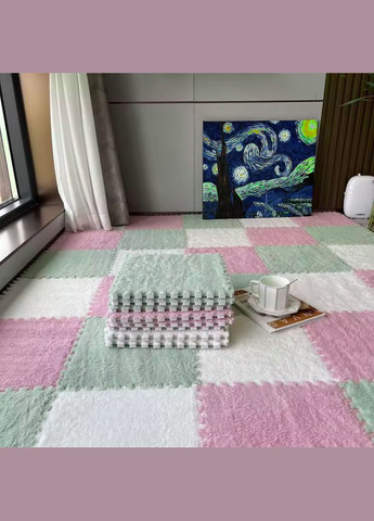 Килимок-пазл з плюшевим покриттям, термокилимок, м'який дитячий мат, 90×120см, 12 пазлів, No Brand (354829527)