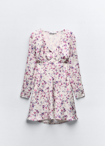 Комбинированное повседневный платье Zara с цветочным принтом