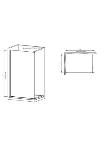 Душевая перегородка Premium FLAT SP01-80x200-TR Chrome Walk-In прозрачное стекло 8мм (MI6849) Mixxus (321213699)
