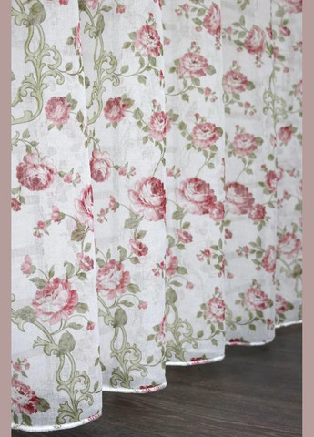 Тюль на тасьмі з утяжелювачем з батиста з принтом Рожевий 300x270 см (tul-415т-5-03) No Brand (308755176)