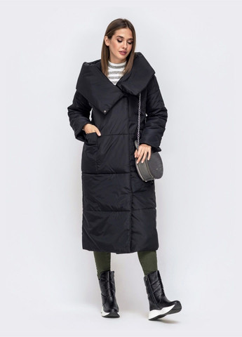 Чорна зимня зимова куртка з вшитим капюшоном і в'язаними манжетами чорна Dressa